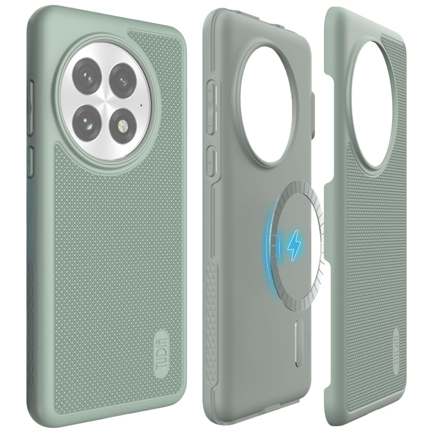 TUDIA Green Lily MergeGrip MagSafe Compatible Case with Built-In Magnet for OnePlus 13 5G (2025) – Rugged Shockproof Protective Phone Cover