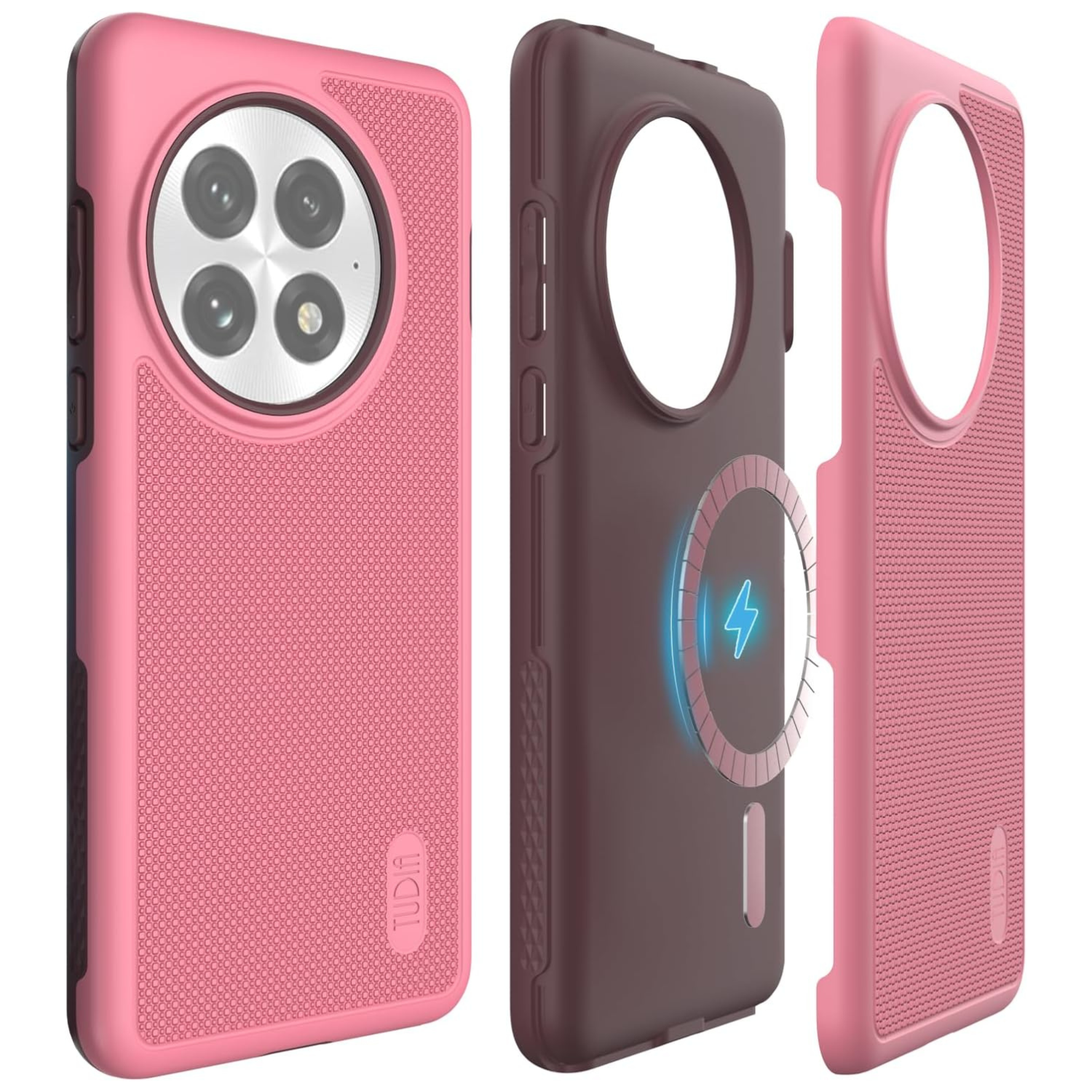 TUDIA Smokey Pink MergeGrip MagSafe Compatible Case with Built-In Magnet for OnePlus 13 5G (2025) – Rugged Shockproof Protective Phone Cover