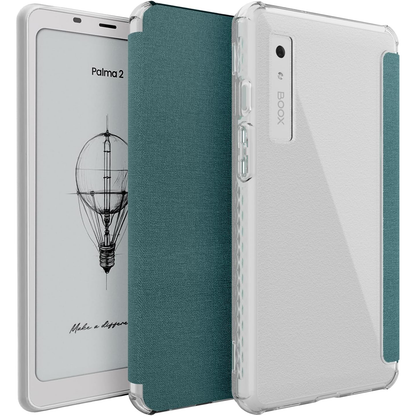 Turquoise SKN V2 Flip Case with Translucent TPU Back and Textured Leather for Onyx Boox Palma 2 – Slim Protective E-Reader Cover
