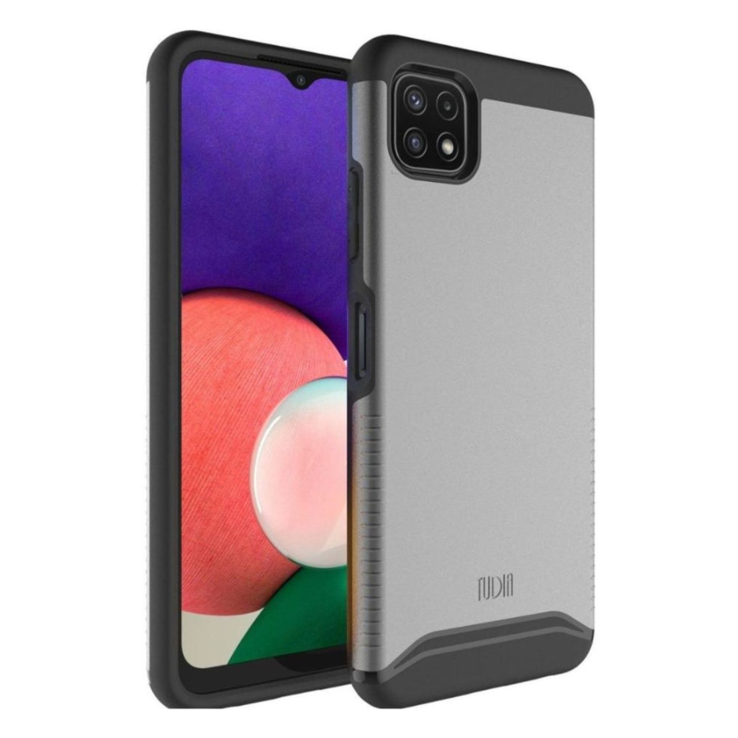 Heavy duty dual layer shockproof case for Samsung Galaxy A22 5G (2021) in metallic slate – rugged phone protection
