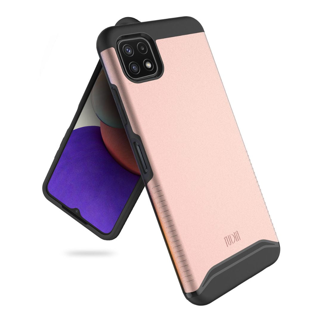 Rose Gold Samsung Galaxy A22 5G Case with Heavy Duty Dual Layer Protection, Shockproof and Durable Cover for Samsung A22 (2021)