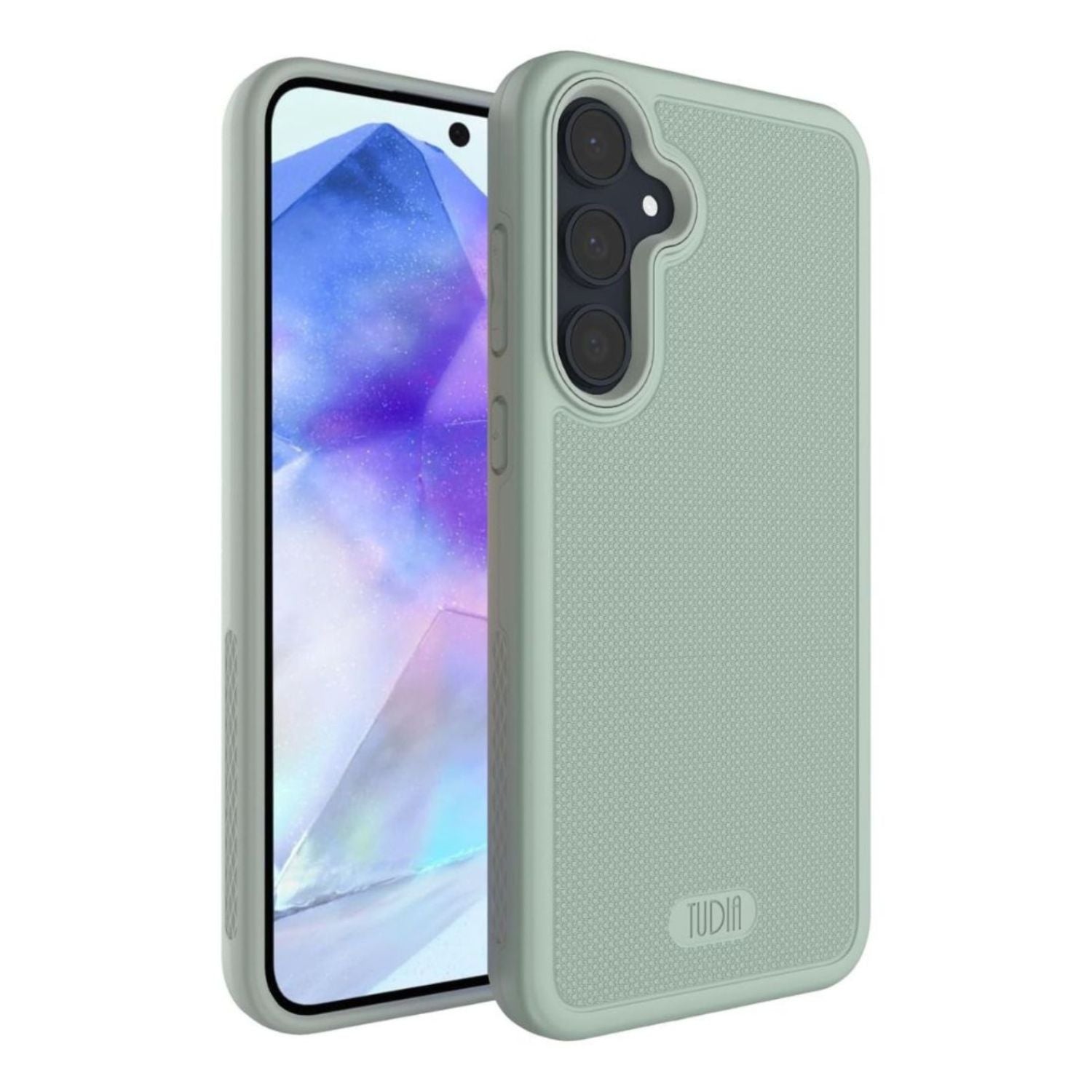 Green Lily Samsung Galaxy A55 5G Case MergeGrip heavy-duty protective cover with dual-layer shockproof design, textured non-slip grip, precise cutouts, and raised bezels for camera and screen protection