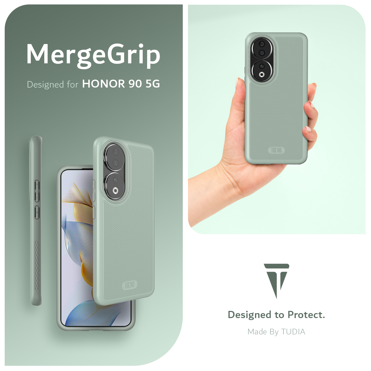 TUDIA MergeGrip DualShield Case for Honor 90 – Rugged Heavy Duty Phone Cover