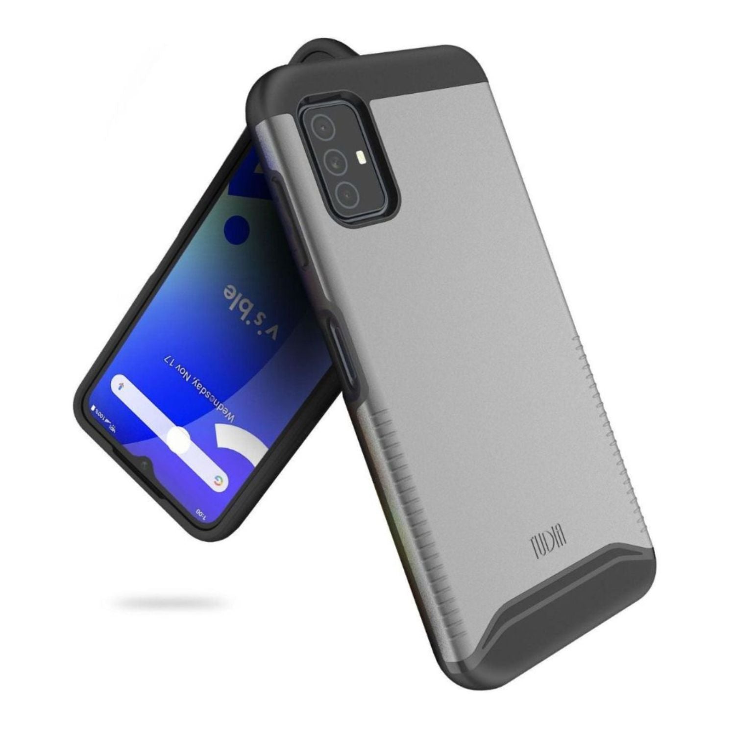 Visible Midnight phone case in Metallic Slate by TUDIA – Heavy-duty dual-layer shockproof protection with sleek slim design