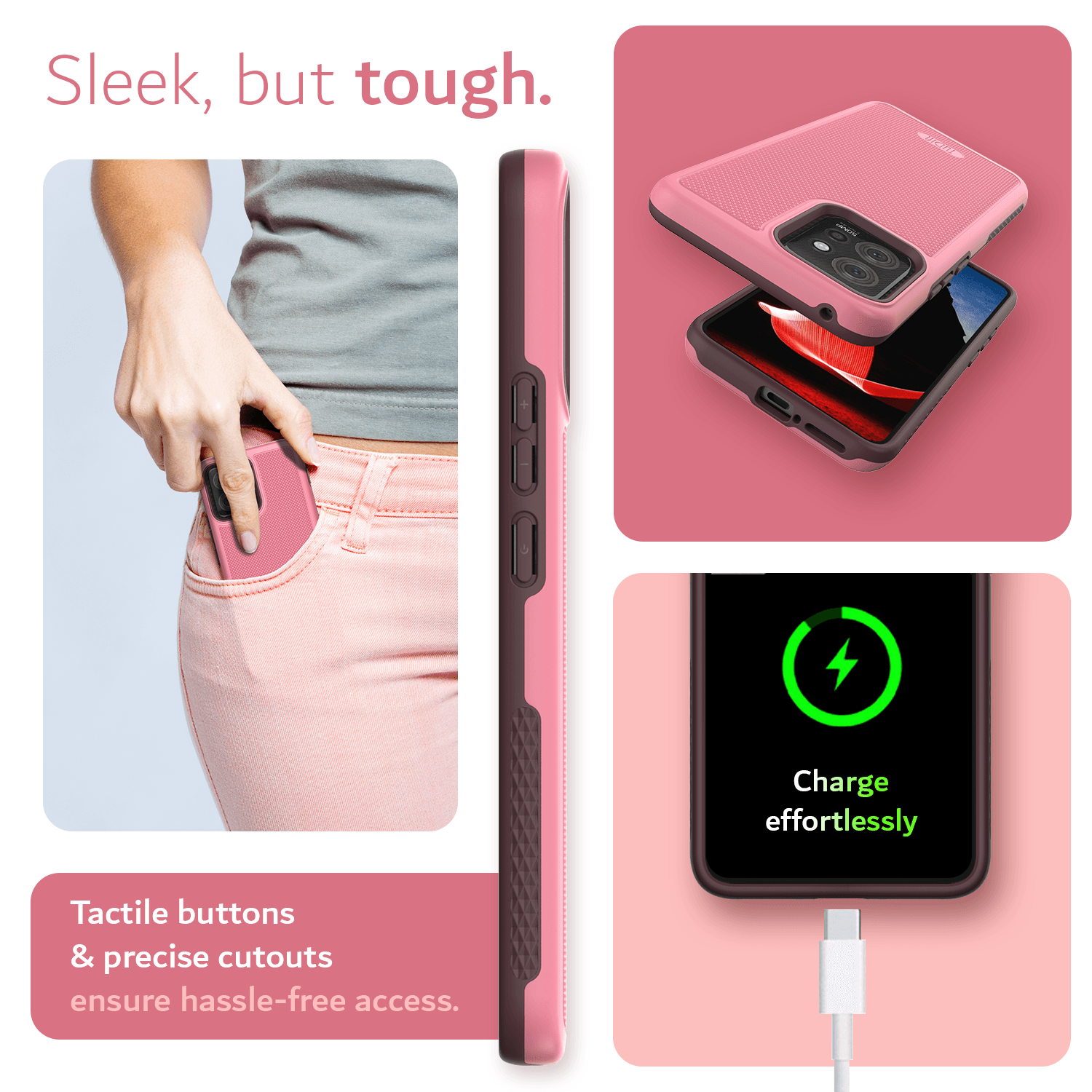 TUDIA MergeGrip Heavy Duty Case for Motorola ThinkPhone – DualShield Protection with Tactile Buttons and Precise Cutouts