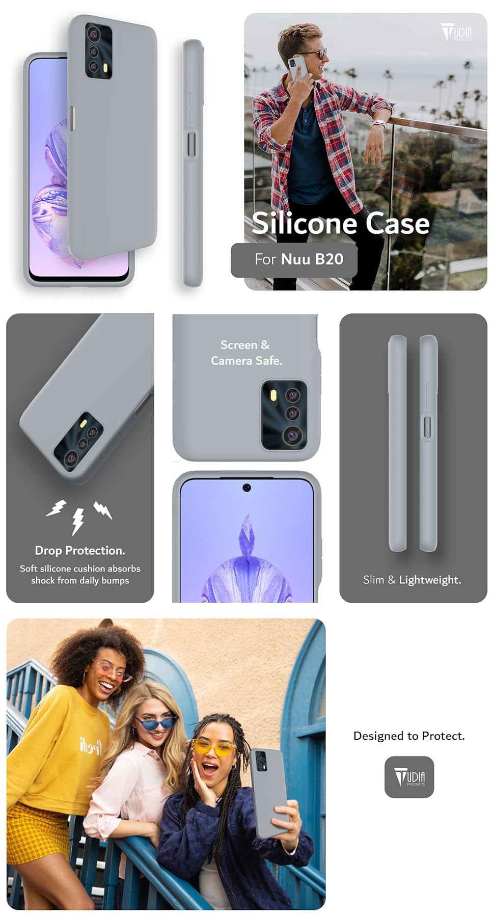 TUDIA NUU B20 Silicone Heavy Duty Case – Shockproof, Durable, and Non-Slip Protective Cover