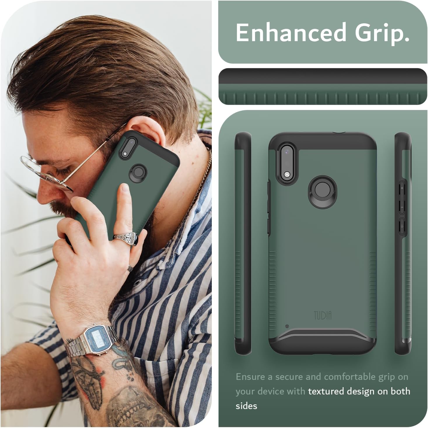 TUDIA NUU Mobile X6 Plus 6.1 Inch MERGE Case in Black – Rugged Dual Layer Shockproof Protective Phone Cover with Enhanced Grip