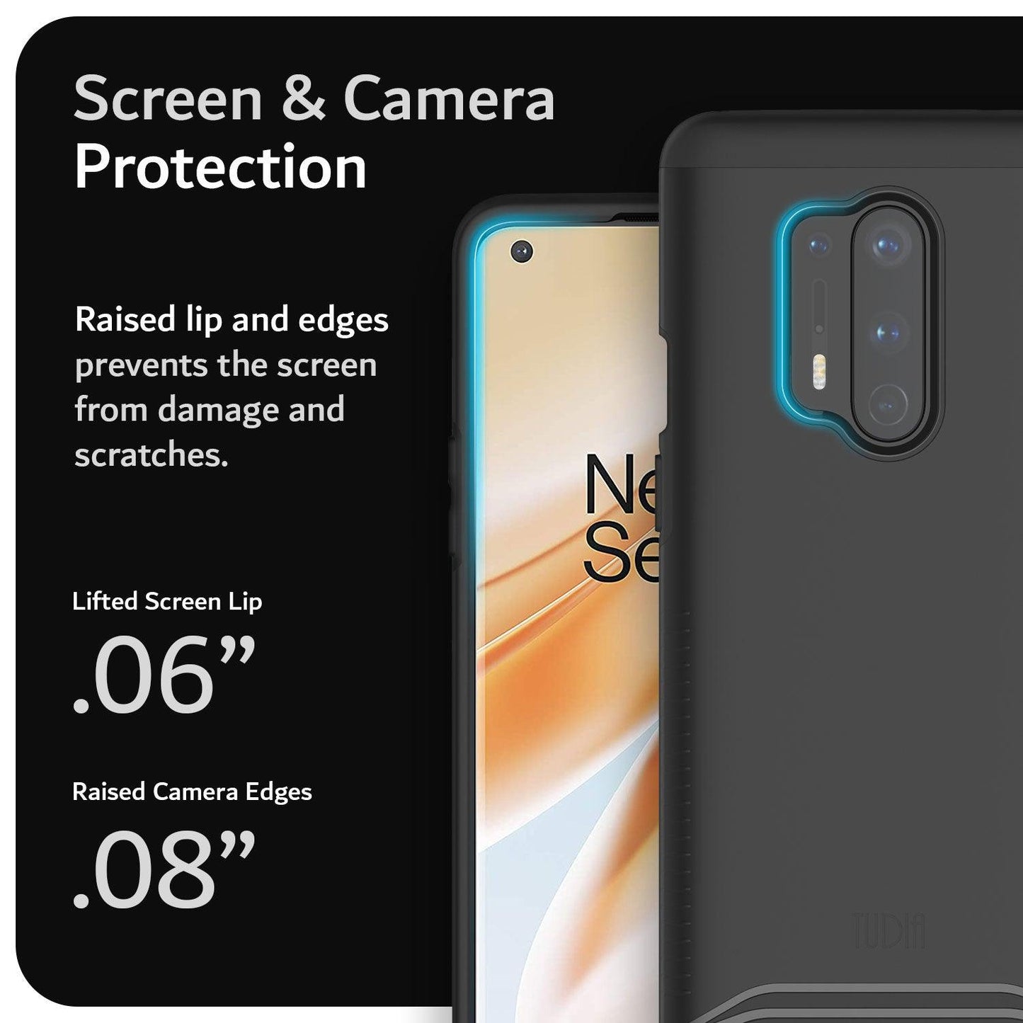 TUDIA Merge Case for OnePlus 8 Pro – Heavy Duty Dual Layer Rugged Cover with Screen and Camera Protection