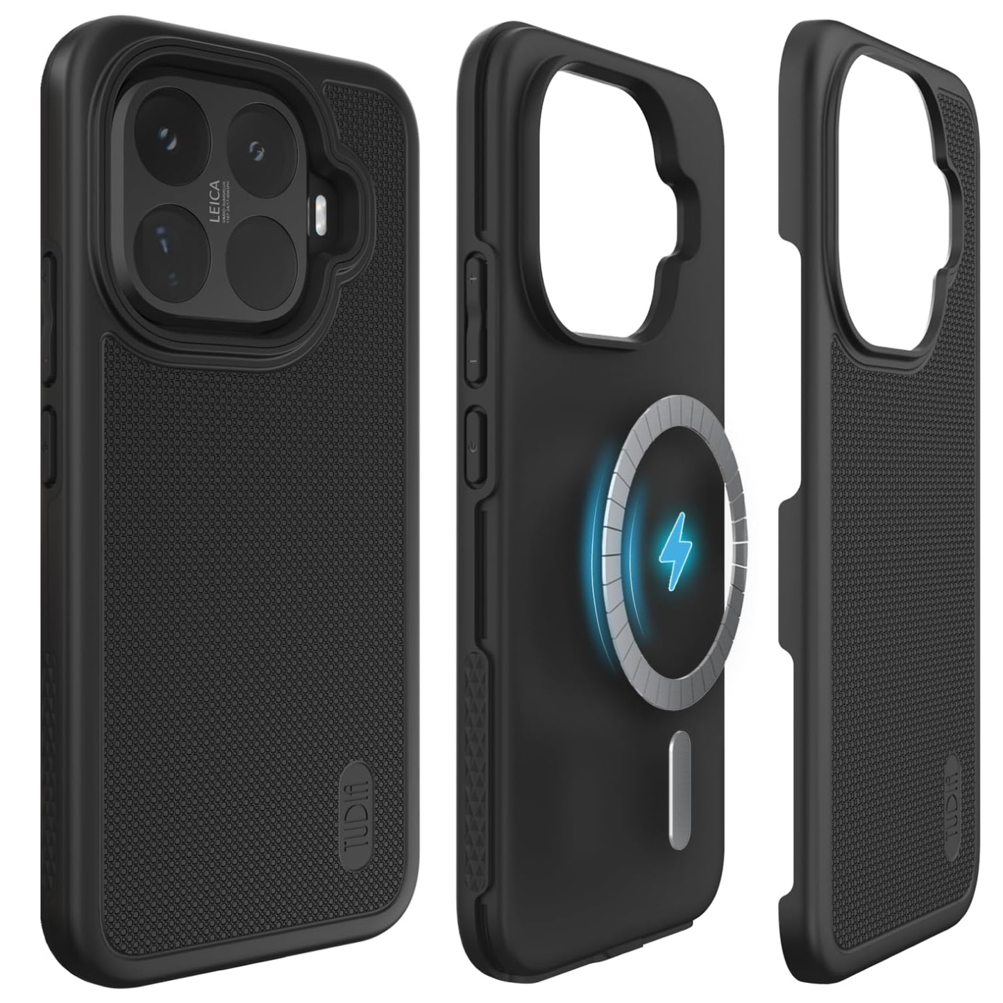 Xiaomi 15T pro Black Phone case with Tough Rhino Technology branding, showing drop test details and design features.