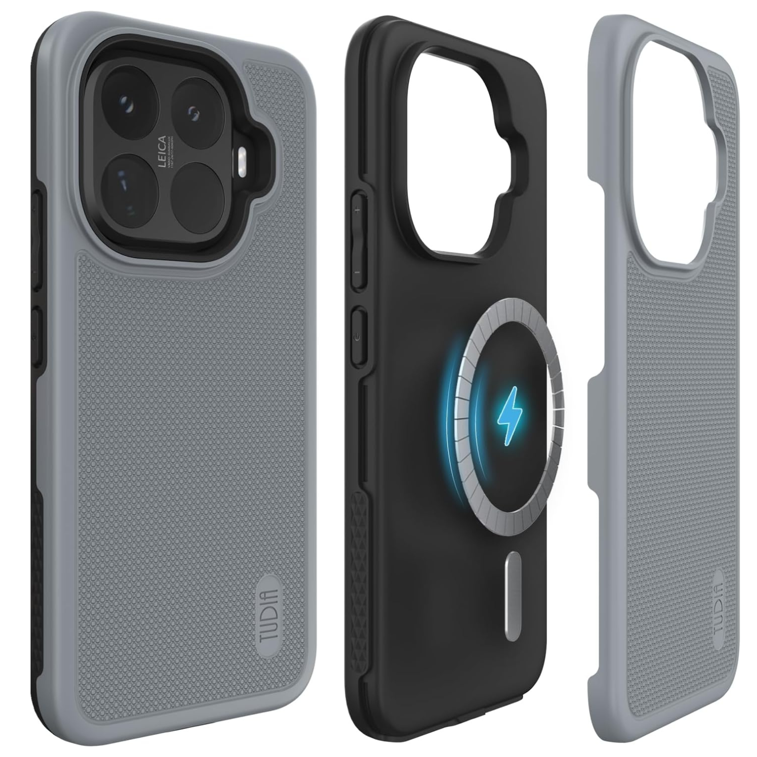 Xiaomi 15T pro Gray Phone case with Tough Rhino Technology branding, showing drop test details and design features.