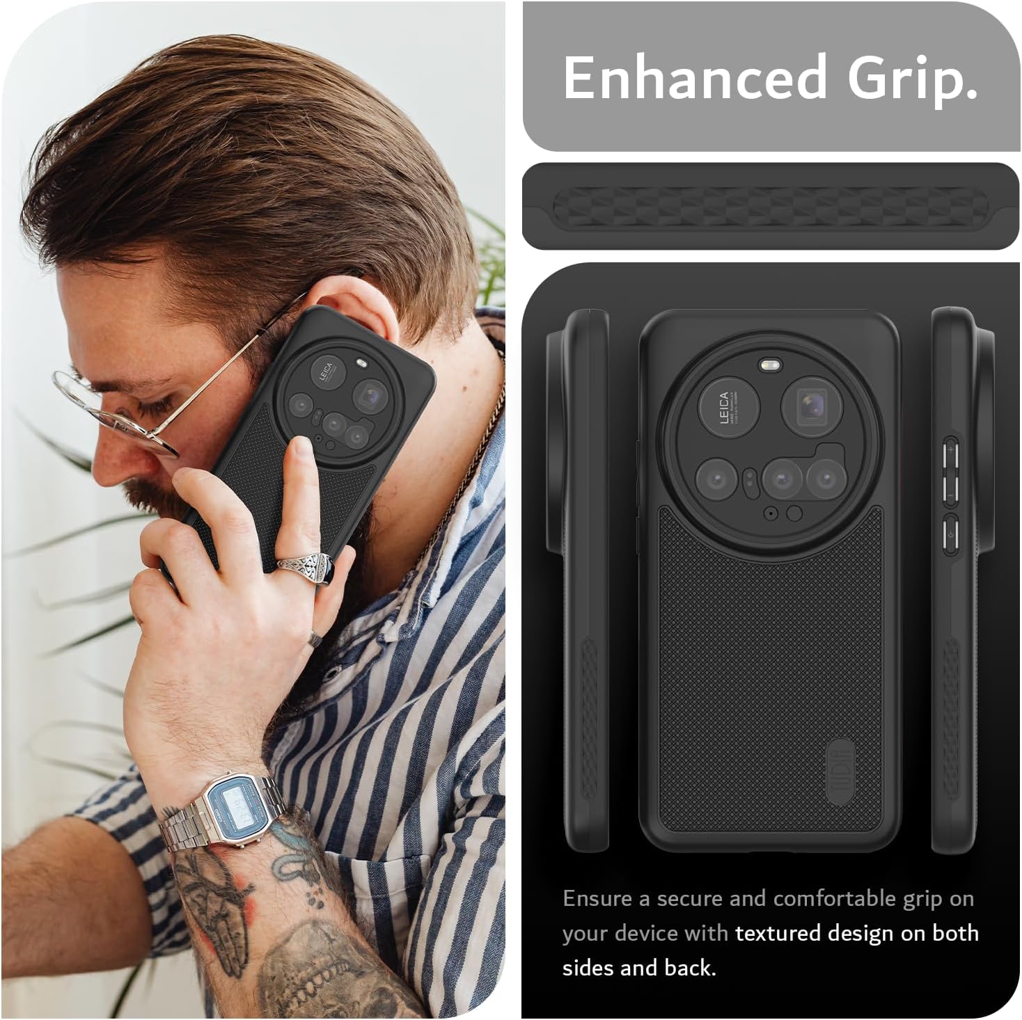 Enjoy a firm and comfortable grip on your Xiaomi 15 Ultra 5G (2024) with a textured design on both sides and the back.