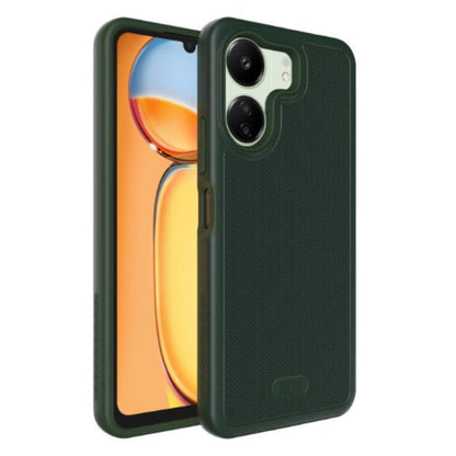 Pine Green Xiaomi Redmi 13C / Poco C65 4G Case MergeGrip heavy-duty protective cover featuring dual-layer shockproof design, textured non-slip grip, and raised edges for enhanced camera and screen protection