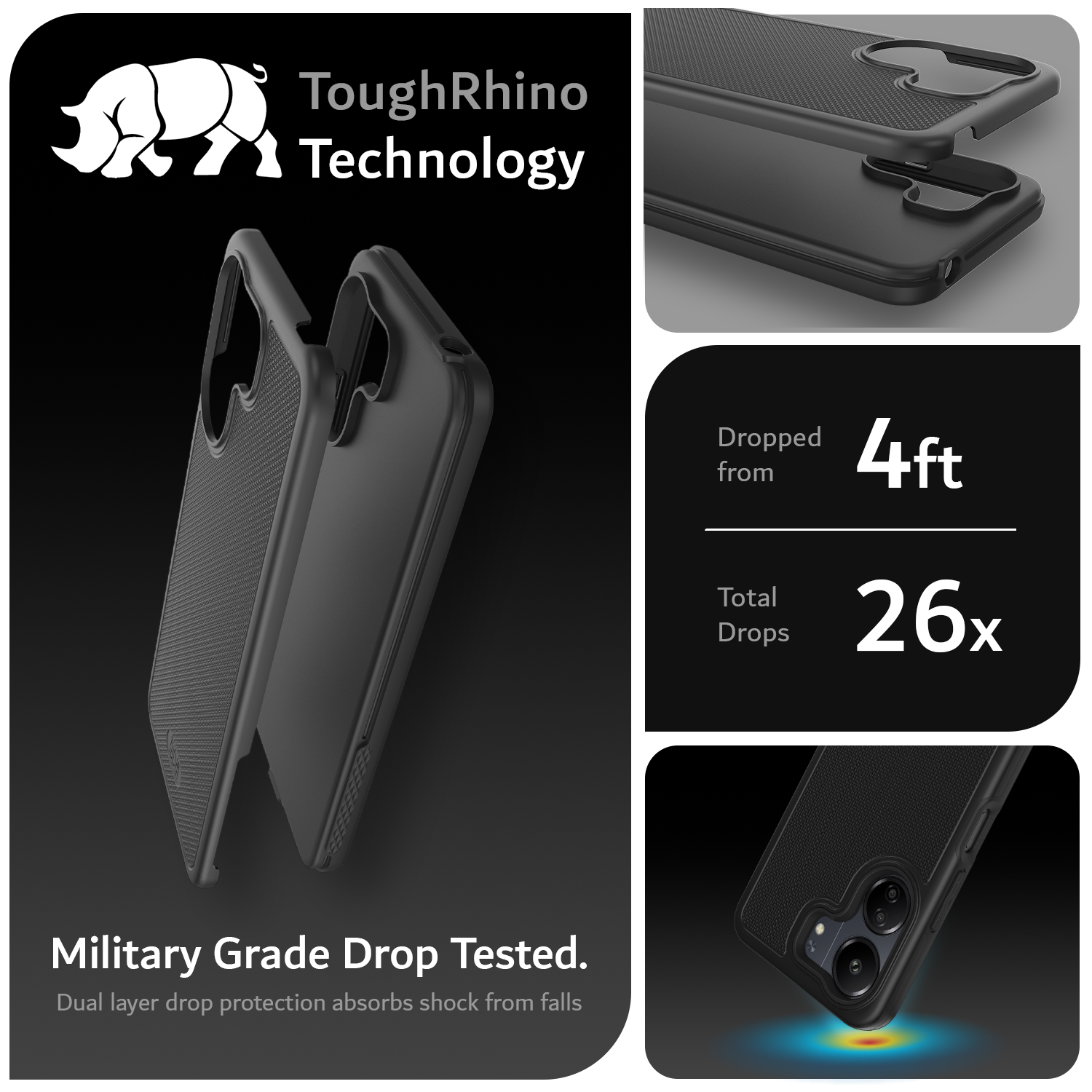 Xiaomi Redmi 13C / Poco C65 MergeGrip Case – Heavy Duty Military Grade Drop Tested Shockproof Protective Phone Cover