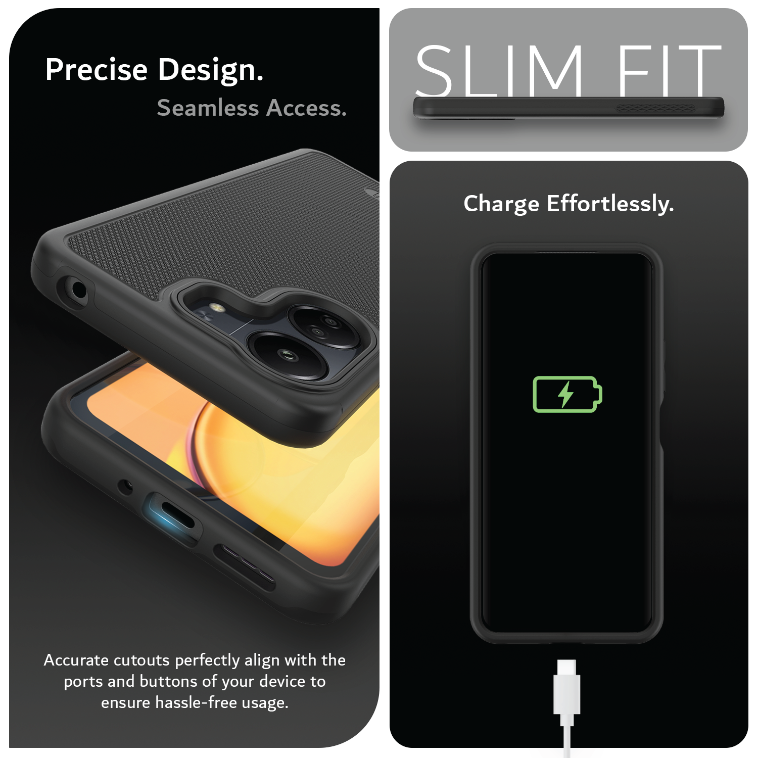Xiaomi Redmi 13C and Poco C65 MergeGrip Case – Slim Heavy Duty Shockproof Phone Cover with Precise Cutouts and Seamless Access