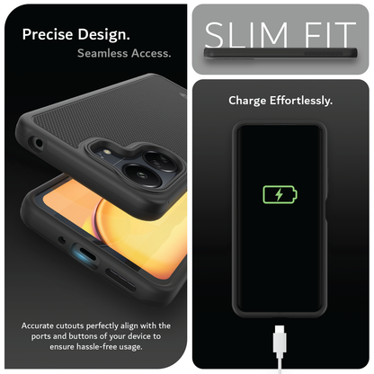 Xiaomi Redmi 13C and Poco C65 MergeGrip Case – Slim Heavy Duty Shockproof Phone Cover with Precise Cutouts and Seamless Access