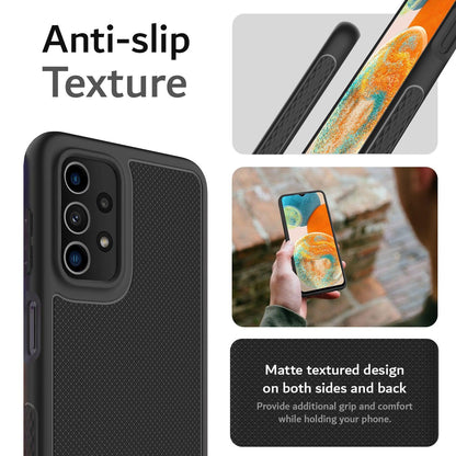 Close-up of LINNGrip ultra slim non-slip case for Samsung Galaxy A23 5G / 4G LTE – textured grip and slim fit protective phone cover