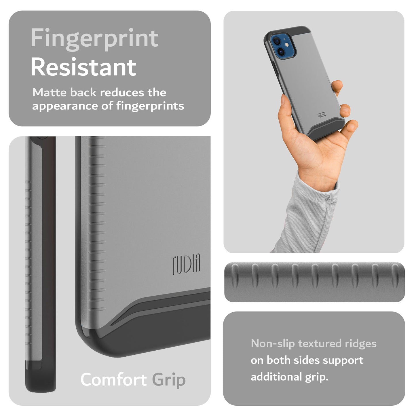 TUDIA Apple iPhone 12 / iPhone 12 Pro Case Black Merge Heavy Duty Dual Layer Fingerprint Resistant Protective Cover