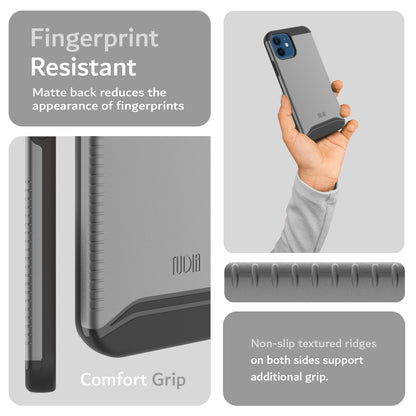 TUDIA Apple iPhone 12 / iPhone 12 Pro Case Black Merge Heavy Duty Dual Layer Fingerprint Resistant Protective Cover