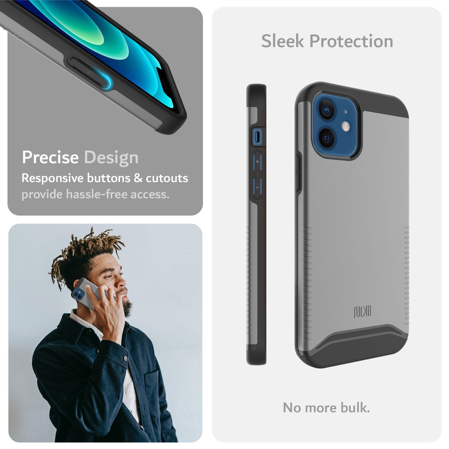 TUDIA Merge Case for Apple iPhone 12 / iPhone 12 Pro – Heavy Duty Dual Layer Protection with Responsive Buttons, Precise Cutouts