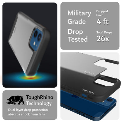 TUDIA Merge Heavy Duty Case for iPhone 12 / 12 Pro – Black Dual Layer Rugged Military Grade Shockproof Protection