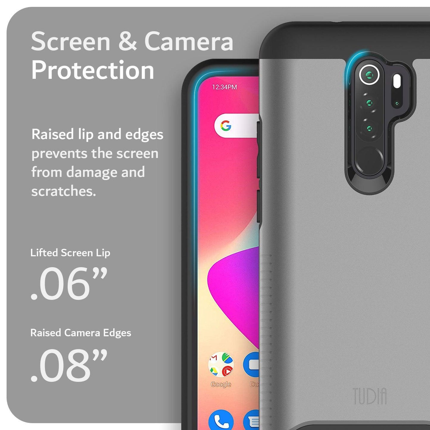TUDIA BLU G90 Pro Case Black Merge Heavy Duty Dual Layer Protection with Screen and Camera Guard