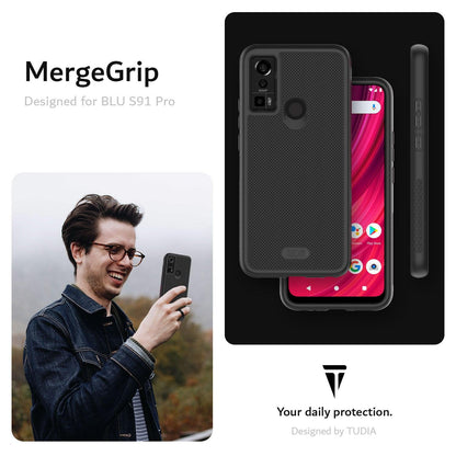  TUDIA MergeGrip Black Case for BLU S91 Pro – Rugged DualShield Heavy Duty Protection