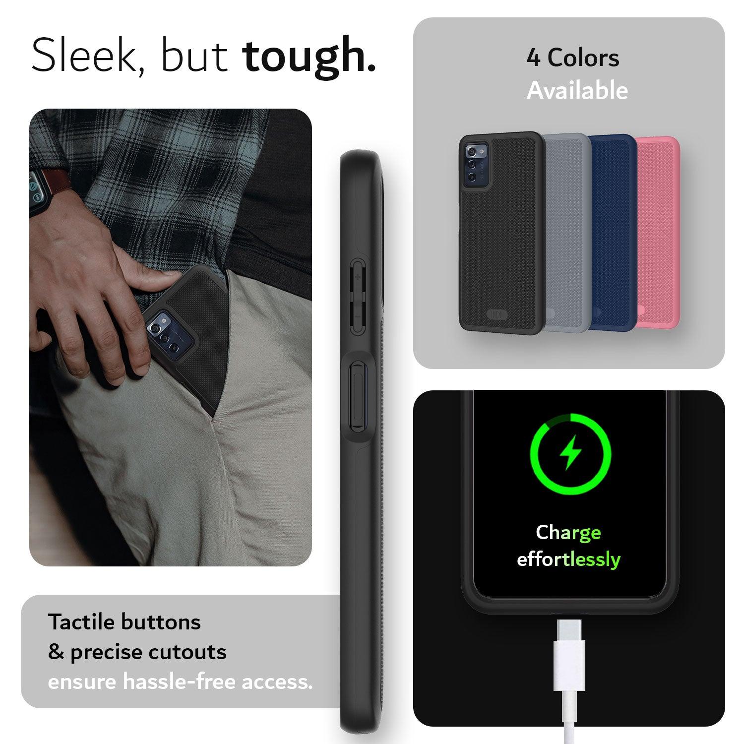TUDIA MergeGrip Case for Consumer Cellular ZMAX 5G – Rugged DualShield Protection with Tactile Buttons
