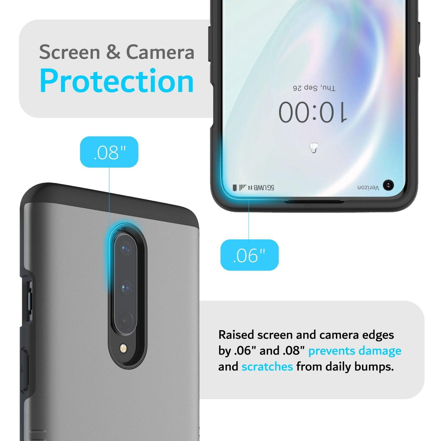 TUDIA MERGE Dual Layer Heavy Duty Case for OnePlus 8 5G UW with Shockproof Screen and Camera Protection – Verizon Model