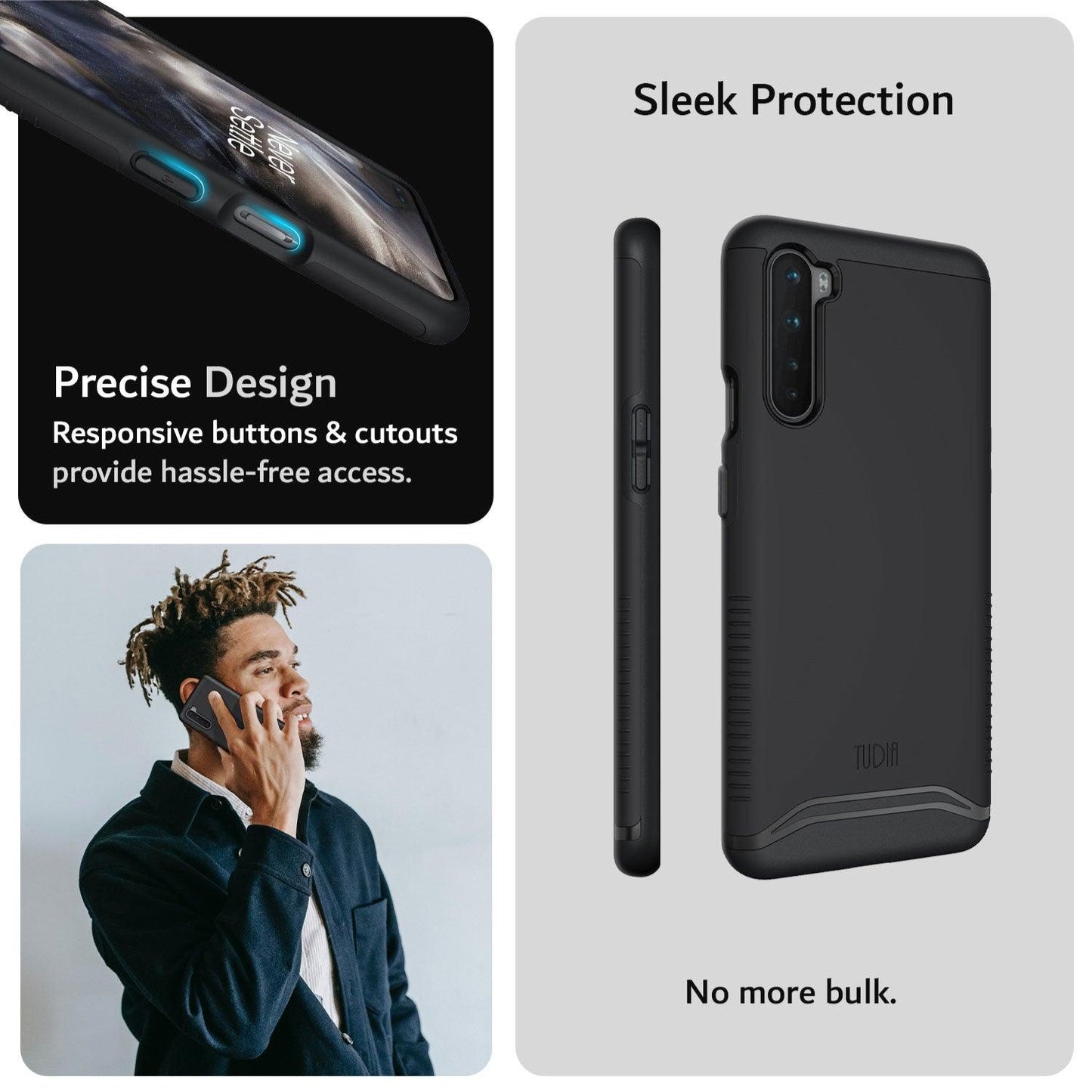 TUDIA Merge Dual Layer Heavy Duty Case for OnePlus Nord – Rugged Protective Cover with Responsive Buttons and Accurate Cutouts