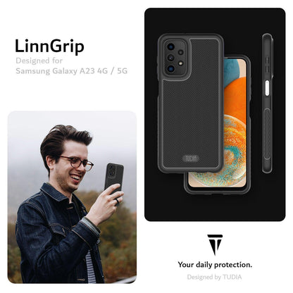 TUDIA LINNGrip Series Black Case for Samsung Galaxy A23 5G / 4G – Ultra Slim Non-Slip Protective Cover