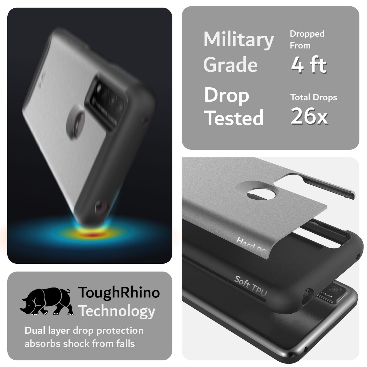 TUDIA MERGE Series Case for TCL 20R 5G, 20 AX 5G, and Bremen 5G – Rugged Dual Layer Shockproof Military Grade Phone Cover
