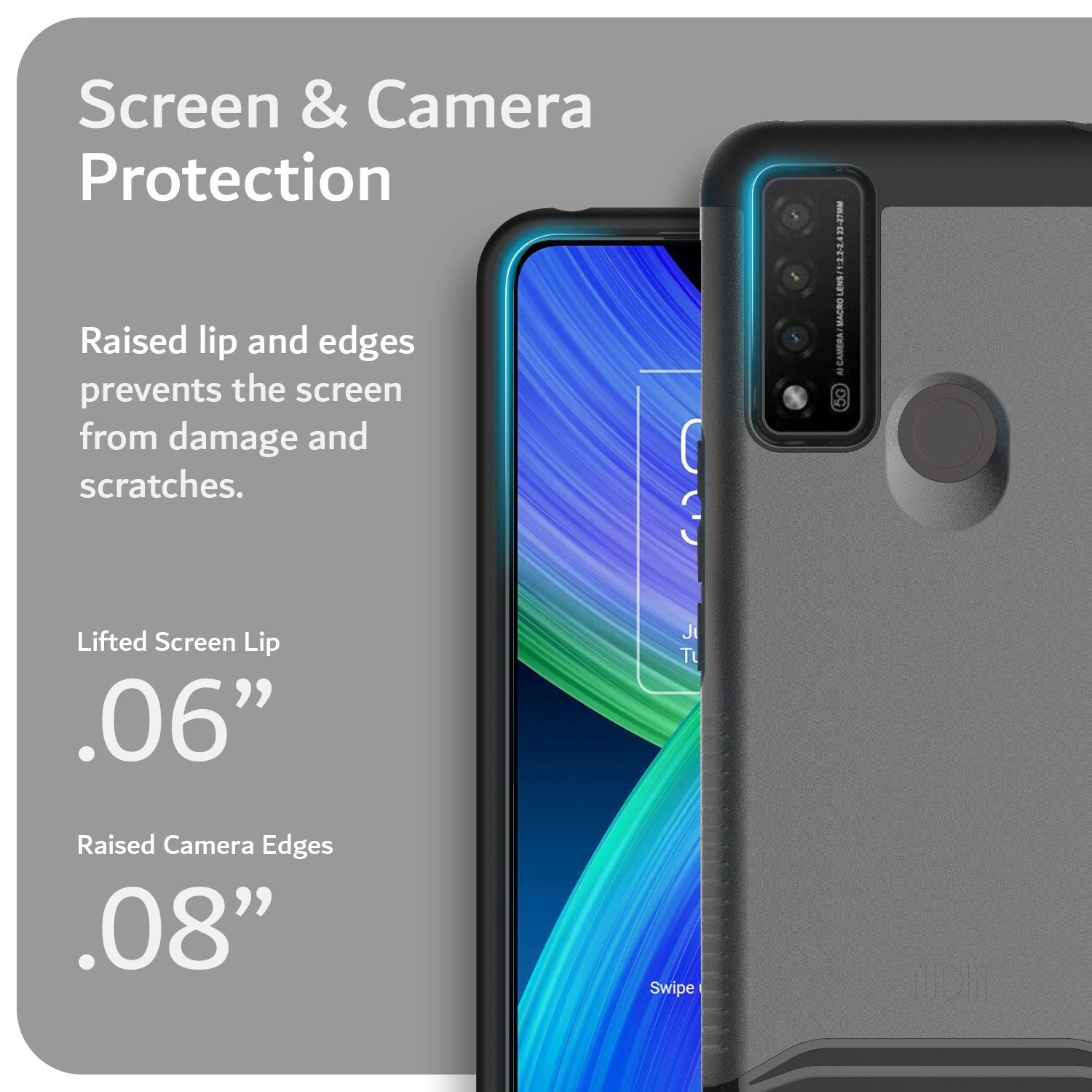 TUDIA MERGE Series Rugged Case for TCL 20R 5G, TCL 20 AX 5G, and TCL Bremen 5G – Dual Layer Heavy Duty Phone Cover with Screen and Camera Protection