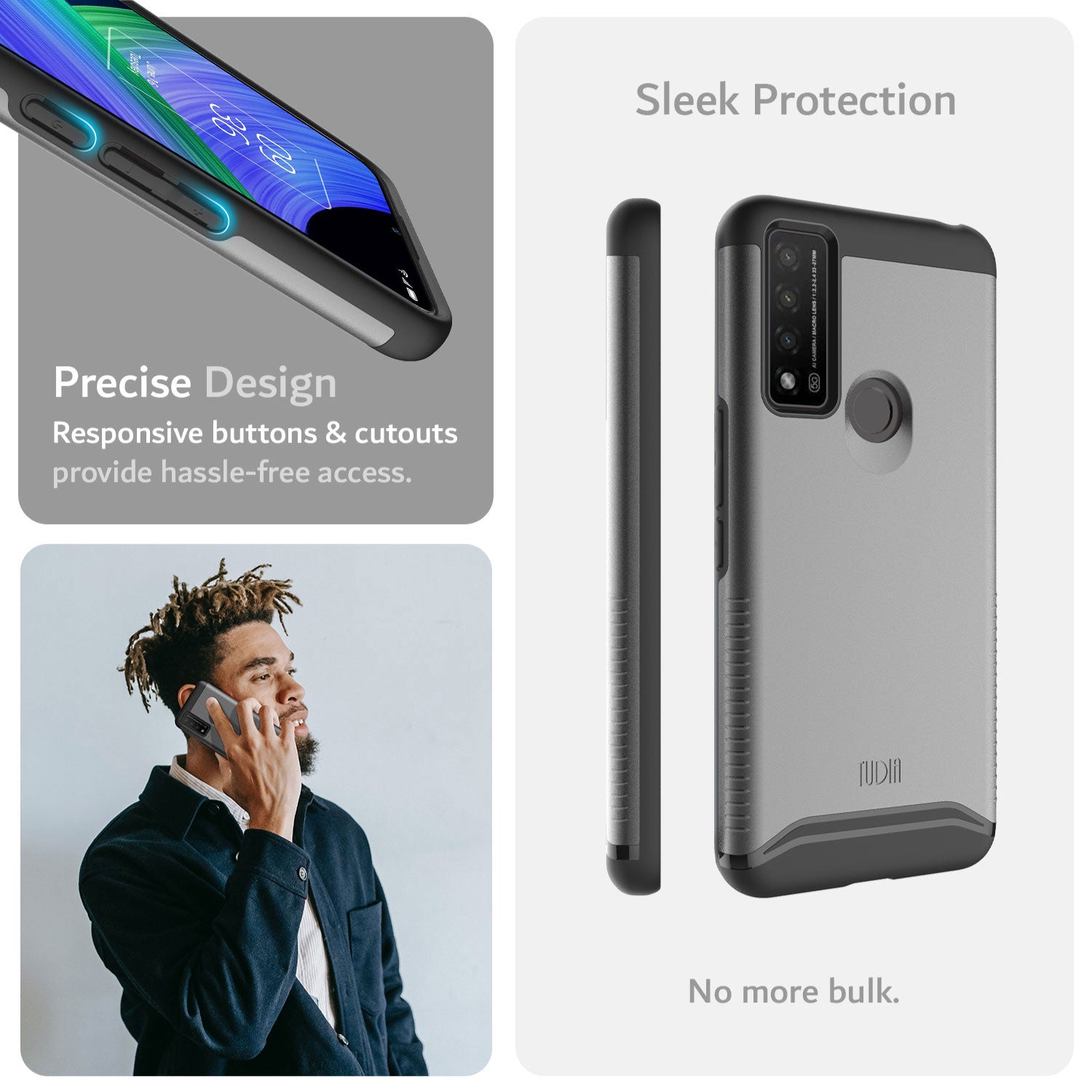 TUDIA Merge Series Case for TCL 20R 5G / 20 AX 5G / Bremen 5G – Rugged Dual Layer Shockproof Phone Cover with Precise Cutouts and Responsive Buttons