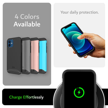 TUDIA Merge Heavy Duty Dual Layer Black Case for iPhone 12 and iPhone 12 Pro – Shockproof Protection, Wireless Charging Compatible
