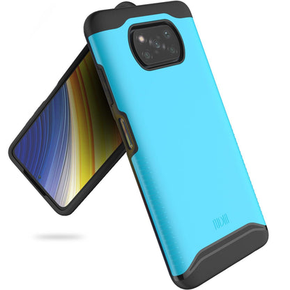 Blue heavy duty dual layer protective case for Xiaomi Poco X3 Pro and Poco X3 NFC with shockproof design, MERGE series